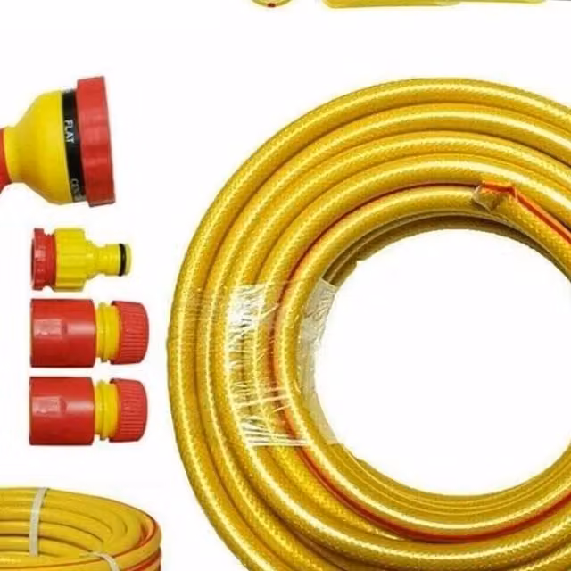 MantraRaj 30m Reinforced 3-Ply Polyester Hose Pipe and Spray Gun Set, Yellow