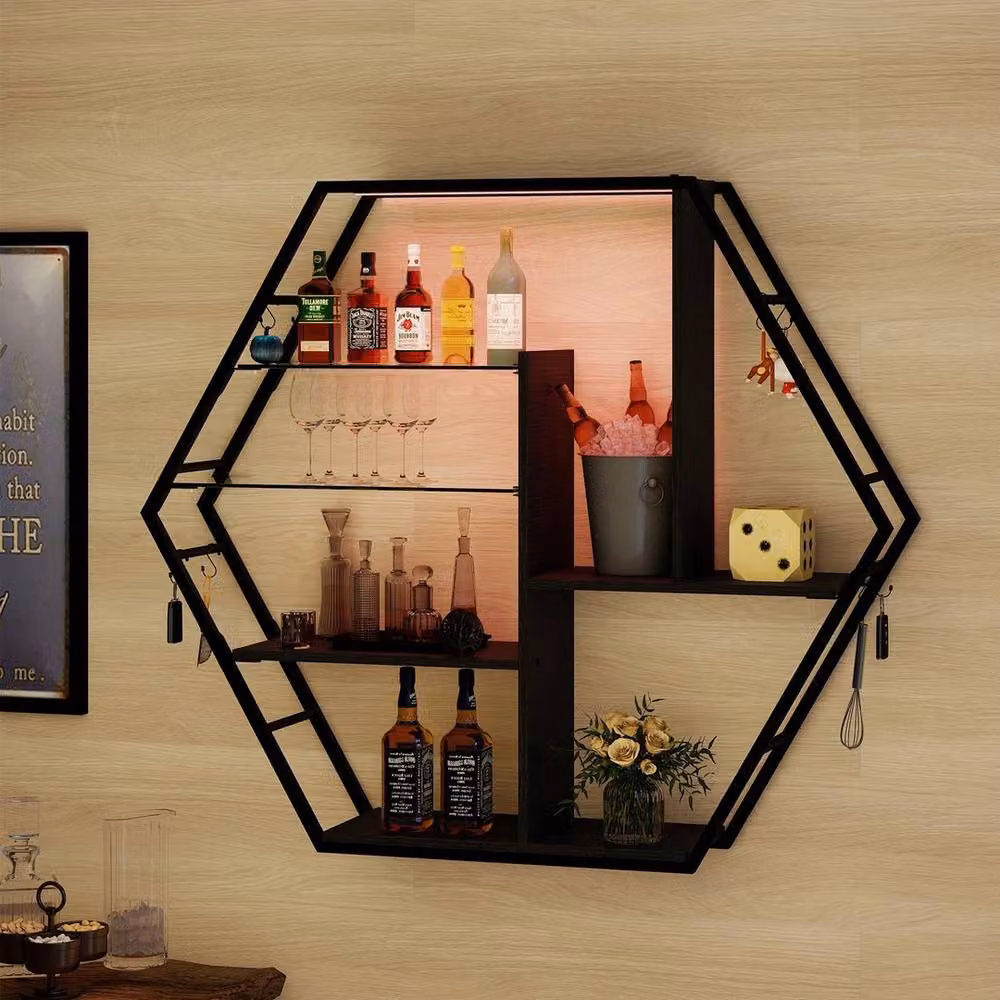 FORGEVIO Wall Mounted Storage Shelf with Integrated Lighting in Matt Black – 3
