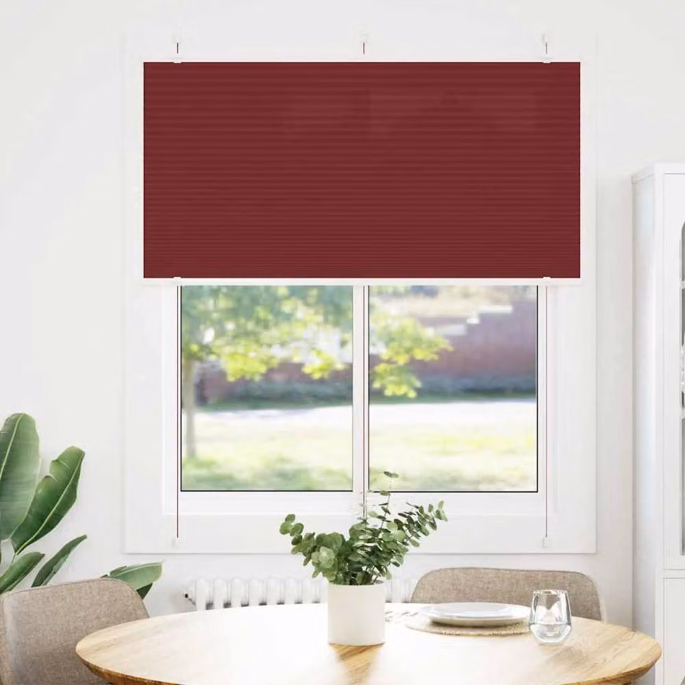 Berkfield Home Single Pleat Polyester Blind in Bordeaux Red, W: 120 cm, H: 150 cm – 2