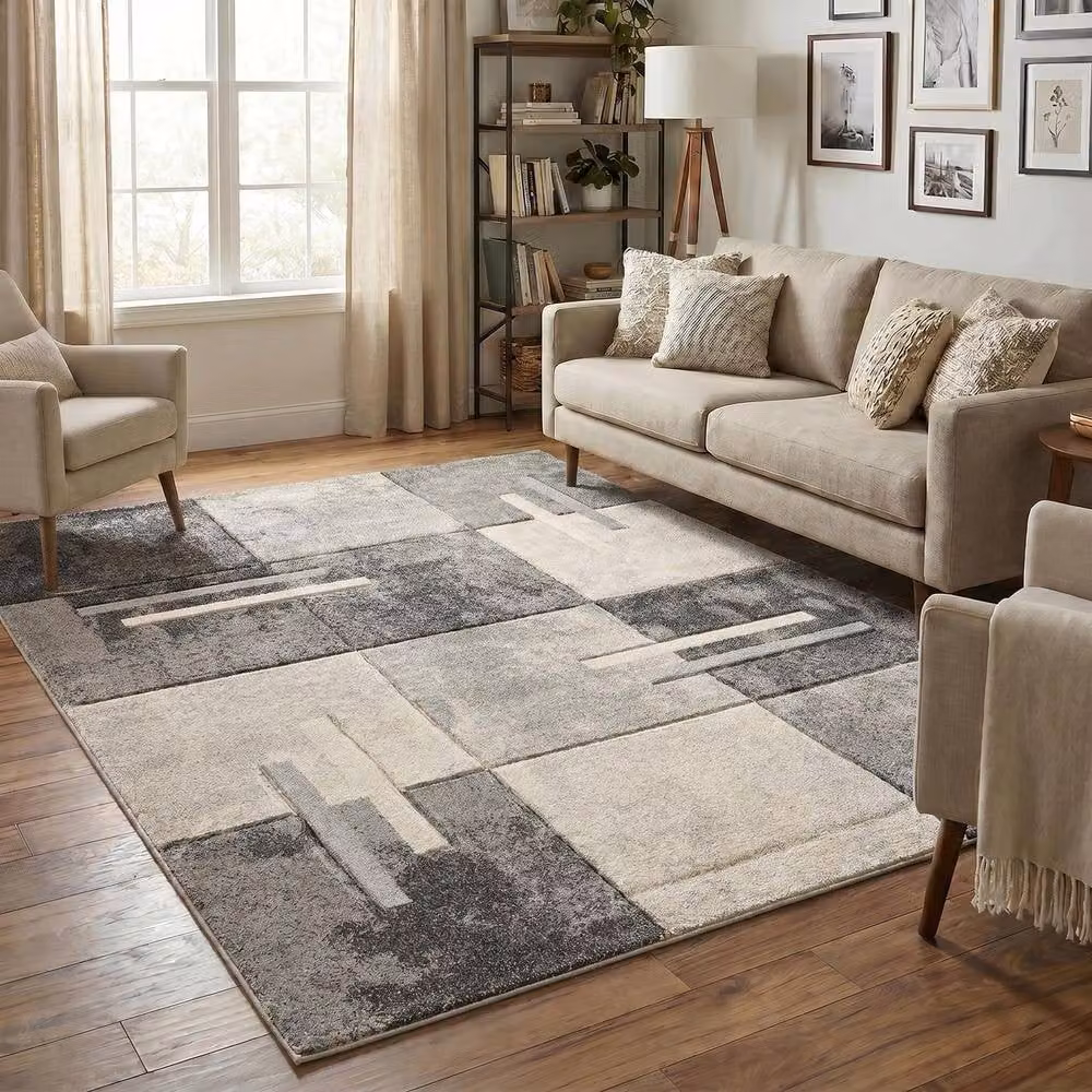 Desire Rugs Santiago Modern Geometric Carved Area Rug in Grey, W: 120 cm, L: 170 cm – 2