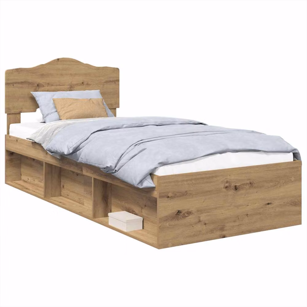 Berkfield Home Artisan Oak and Solid Pine Wood Bed Frame with Drawers, Brown, W/D/H: 90 x 200 cm – 2