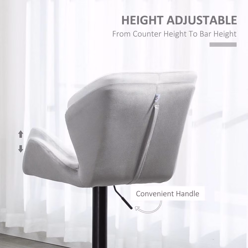 Wyld Haus Savi Grey Velvet Adjustable Swivel Bar Stools, Set of 2 – 5