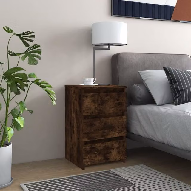 Berkfield Home Bed Cabinet in Smoked Oak, Brown, W/D/H: 40 x 35 x 62.5 cm – 1