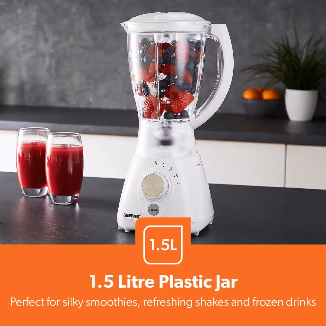 Geepas 550W Jug Blender with Coffee and Spice Mill Attachment in White – 5