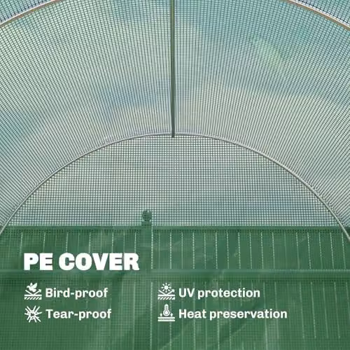 Outsunny Green Polytunnel Greenhouse with Steel Frame, Door and Ventilation Window, W: 4.5 m, D: 2 m, H: 2 m – 2