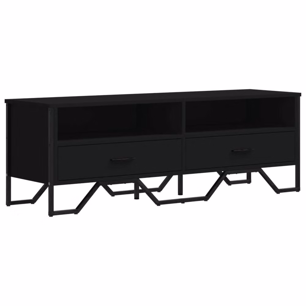 Berkfield Home Modern Black TV Cabinet in Matt MDF and Metal, W/D/H: 122 x 34 x 41 cm – 3