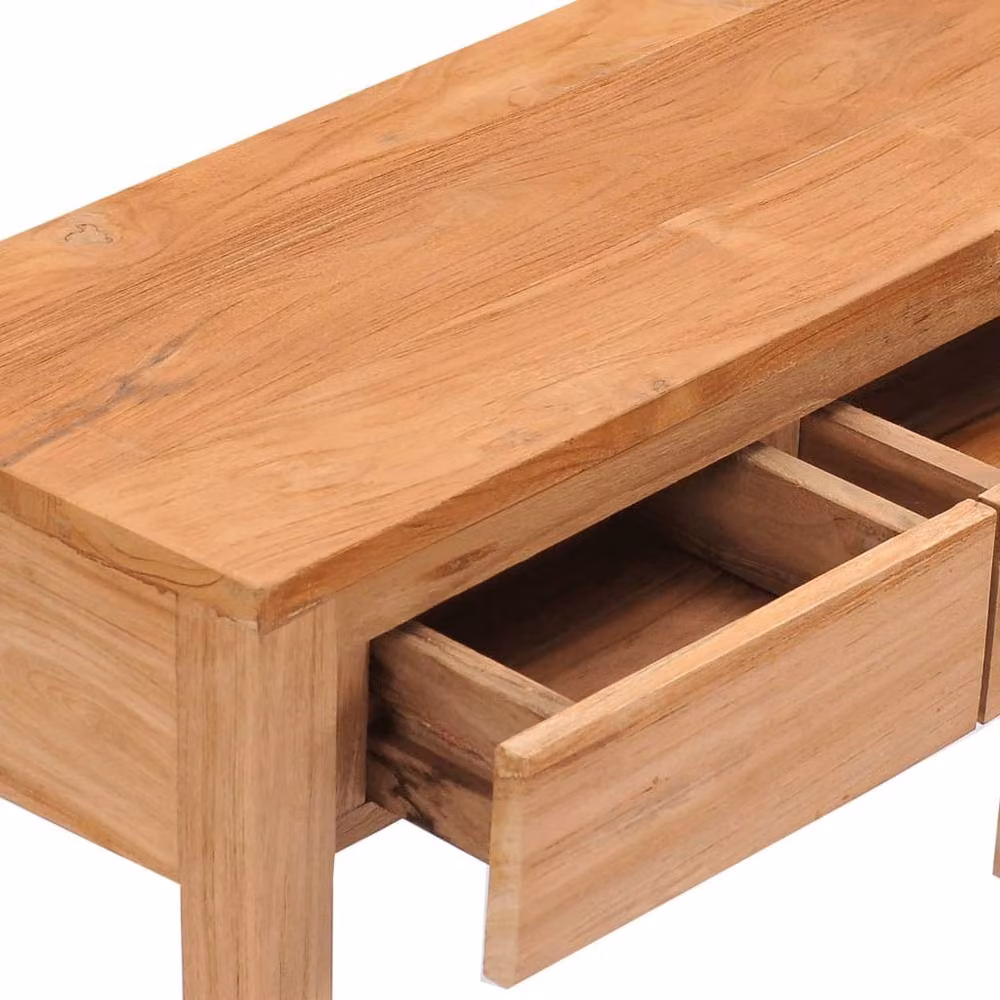 Berkfield Home Rustic Solid Teak Wood Console Table, Brown, W/D/H: 110 x 35 x 75 cm – 2