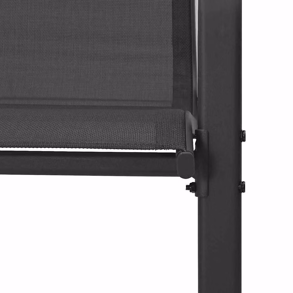 Berkfield Home Set of 6 Stackable Garden Chairs in Black Textilene Fabric and Steel, H 89 x W 55 x D 65 cm – 5