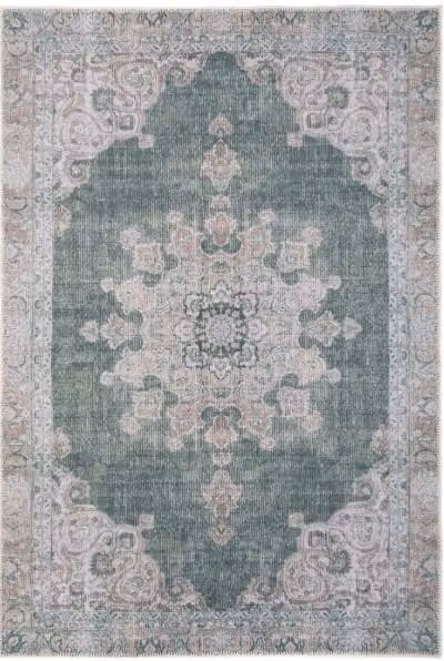 Kukoon Large Rectangular Area Rug in Green, Washable and Non-Slip, W: 240 cm, D: 330 cm