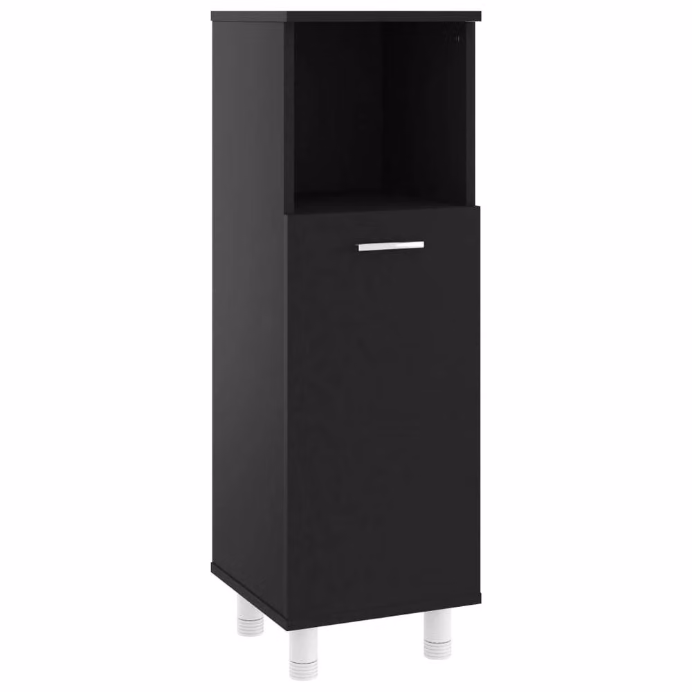 Berkfield Home Modern Black Wall Mounted Bathroom Cabinet with Hinged Doors and Internal Shelves, W/D/H: 30 x 30 x 95 cm – 3