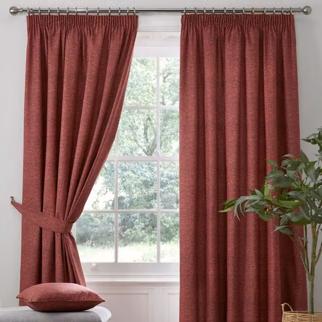 Dreams & Drapes Pembrey Red Thermal Blackout Pencil Pleat Curtains