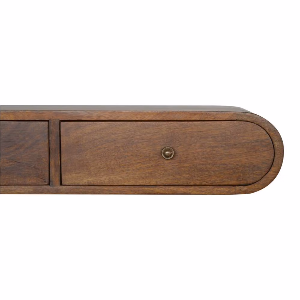 STILVORA Solid Mango Wood Console Table with 2 Drawers in Brown – 4
