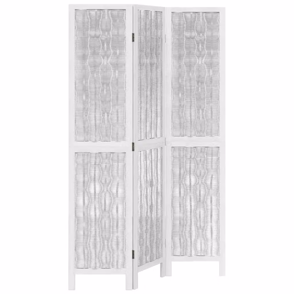 Berkfield Home 3-Panel Room Divider in White Solid Paulownia Wood – 2