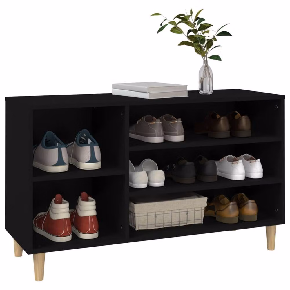 Berkfield Home Black Shoe Cabinet with Integrated Seat, W/D/H: 102 x 36 x 60 cm – 4