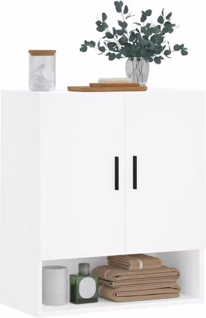 Berkfield Home Wall Mounted White Cabinet with Hinged Doors and Internal Shelves, W/D/H: 60 x 31 x 70 cm – 1