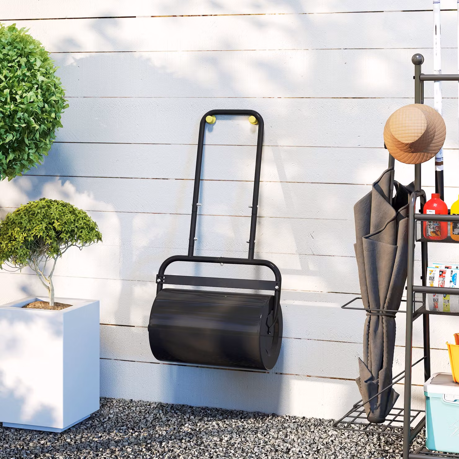 Outsunny Black Steel Fillable Cylinder Lawn Roller, 38L – 7