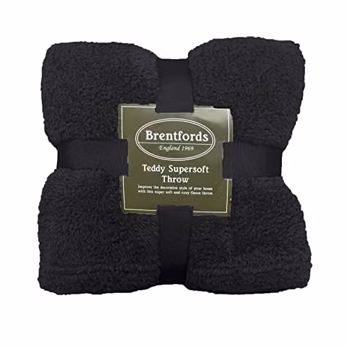 Brentfords Black Plain Teddy Fleece Throw, W/D/H: 150 x 200 cm – 4