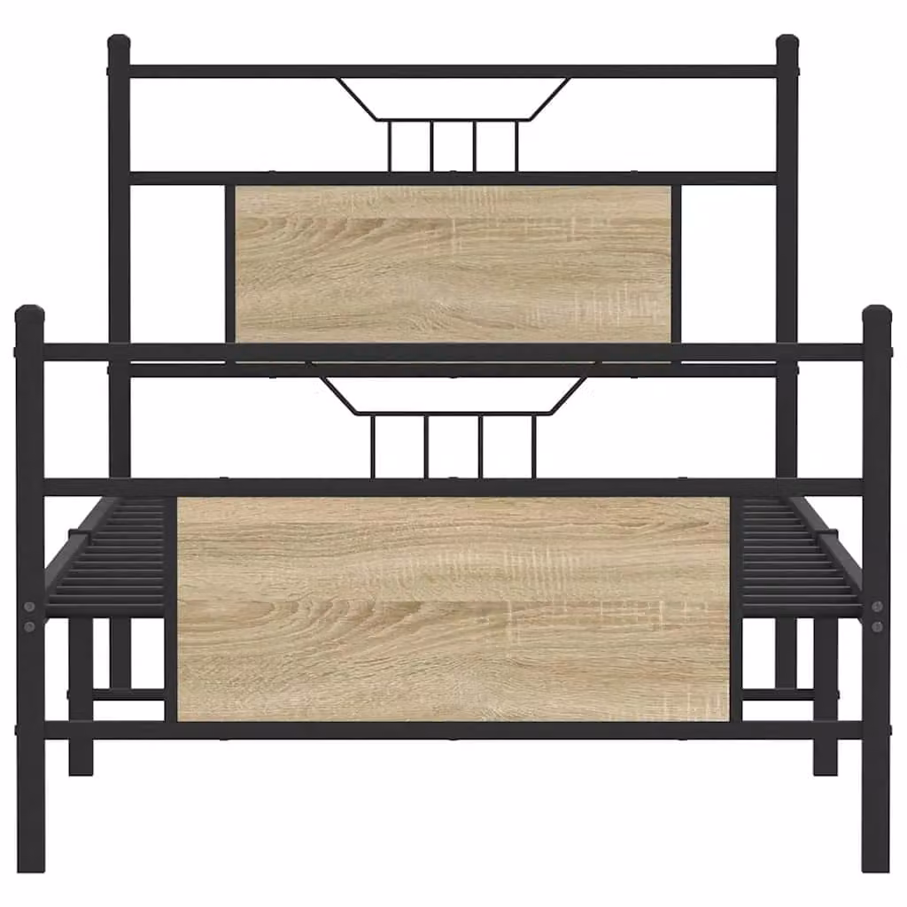 Berkfield Home Sonoma Oak Bed Frame in Brown, Engineered Wood, W/D/H: 90 x 200 x 91.5 cm – 3