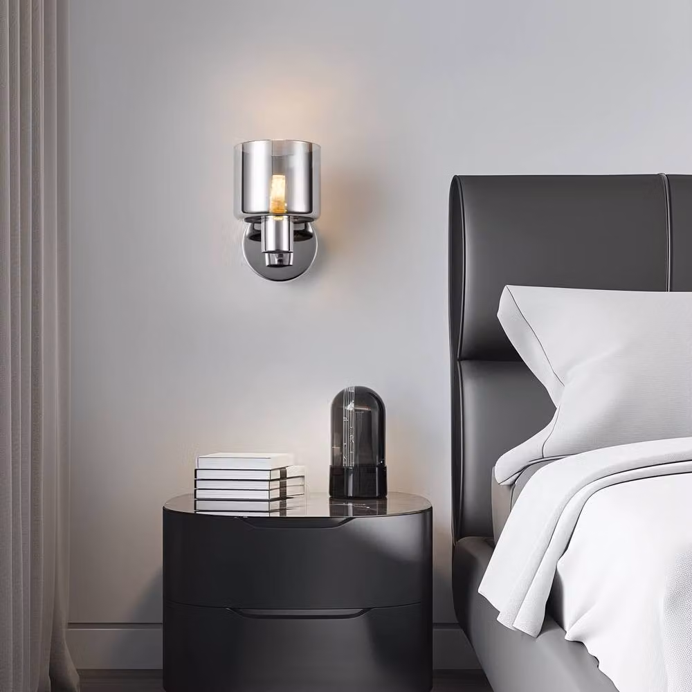 Harper Living Modern LED Wall Light with Chrome Finish and Smoked Grey Glass – 2