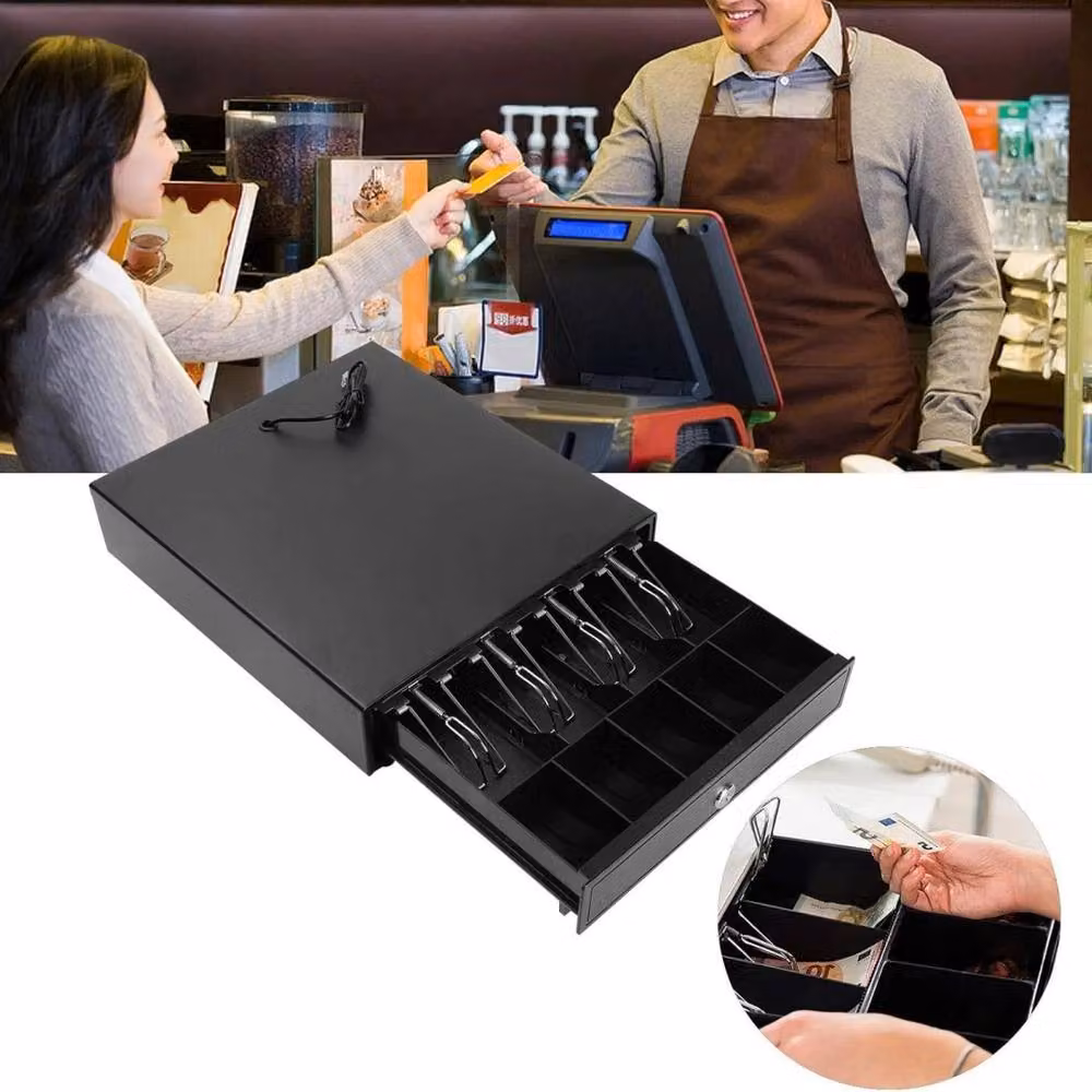 Kelvenix Cash Register Till Drawer with Removable Tray for 4 Bills and 5 Coins, Black – 4