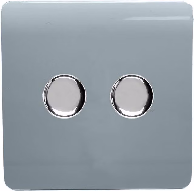 Trendi Modern LED Dimmer Switch, 2 Gang 2 Way, Grey – 1