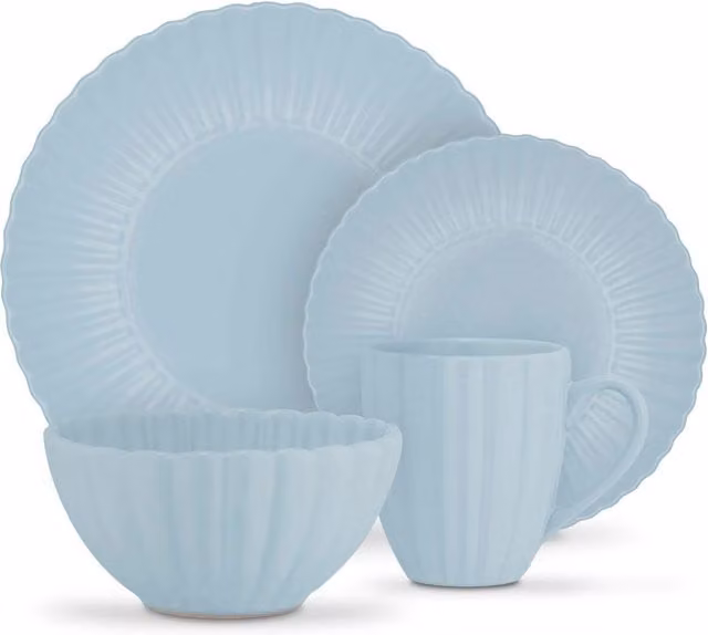 Swan 16 Piece Blue Stoneware Dinner Service Set