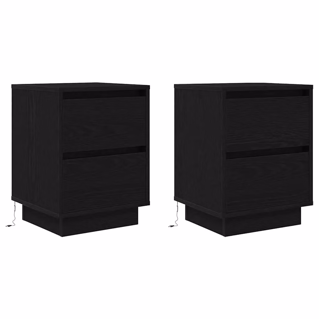 Berkfield Home Set of 2 Modern Black Bedside Cabinets with Integrated LED Lights, W/D/H: 38 x 34 x 50 cm – 3
