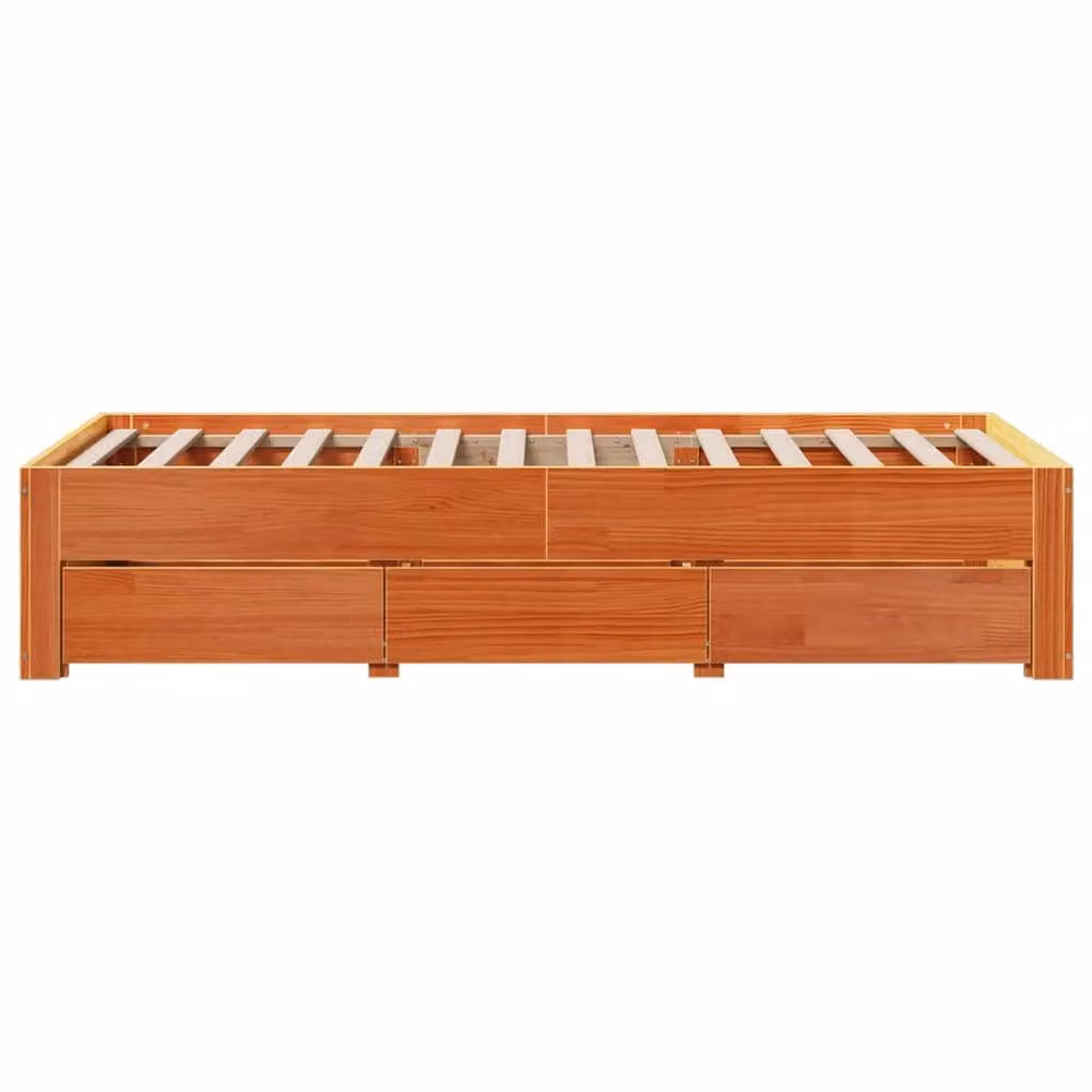 Berkfield Home Solid Wood Pine Bed Frame with Drawers, Wax Brown, W/D/H: 90 x 200 cm – 2