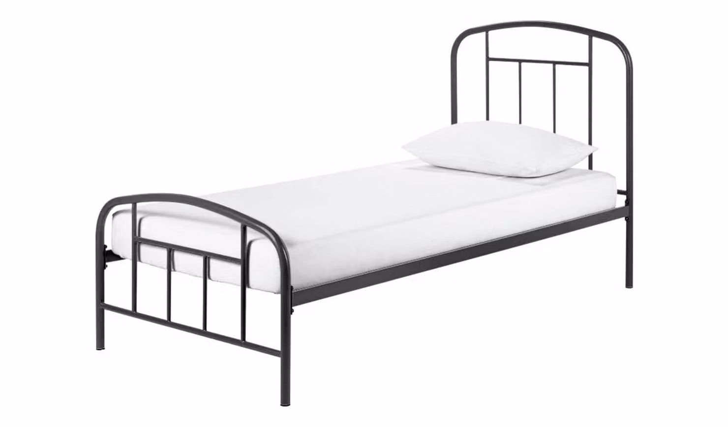 Pippa Single Metal Bed Frame in Grey with Vintage Style, W/D/H: 90 x 190 cm