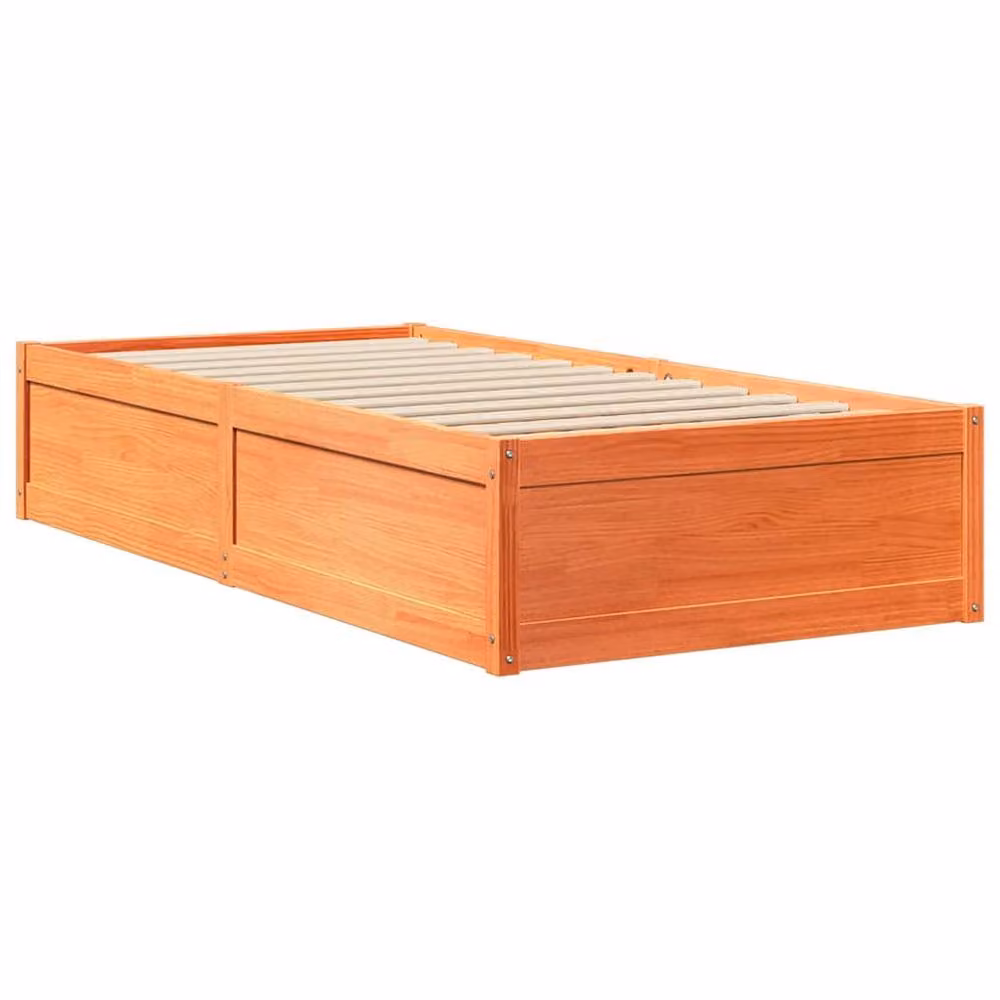 Berkfield Home Solid Wood Pine Bed Frame in Wax Brown, W/D/H: 90 x 200 cm – 3