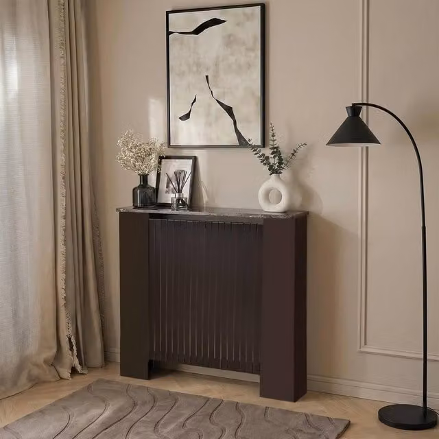OHS Ribbed Small Radiator Cover in Multicolour Slatted MDF, W/D/H: 78 x 19 x 82 cm