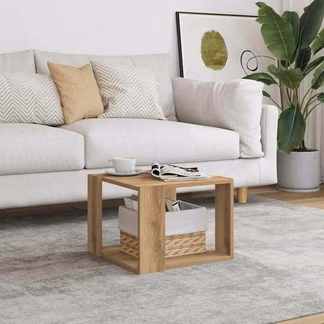 Berkfield Home Artisan Oak Coffee Table in Brown, W/D/H: 40 x 40 x 30 cm – 1