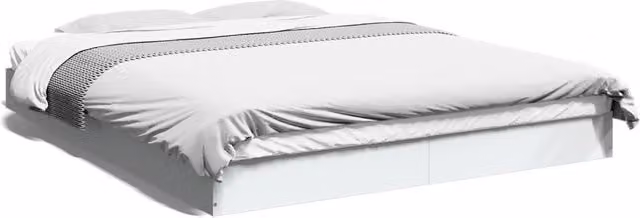 Berkfield Home Modern Bed Frame in White, Engineered Wood, W/D/H: 160 x 200 cm