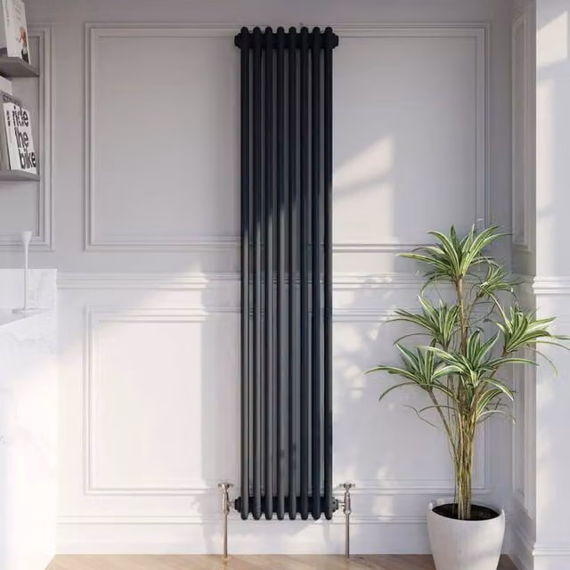 Temprazo Traditional Colosseum Double Bar Column Radiator in Anthracite Grey, H: 119 cm, W: 38 cm, D: 10 cm