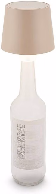 Briloner Beige Rechargeable LED Bottle Lamp with Touch Dimming, Warm White Light, W/D/H: 10.5 x 10.5 x 11.5 cm – 1