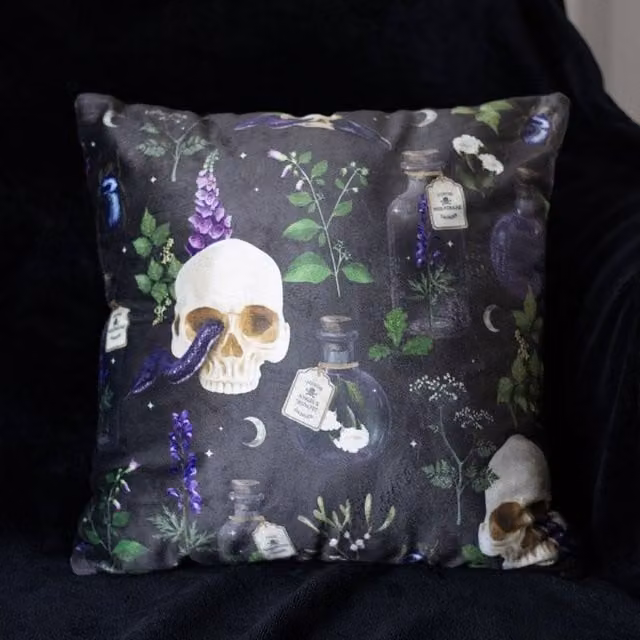 Uniqueful Venom & Vines Print Square Cushion, Multicolour, W/D/H: 35 x 35 x 1 cm – 1