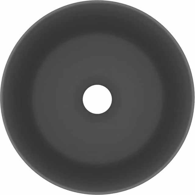 Berkfield Home Round Ceramic Countertop Wash Basin in Matt Dark Grey, W: 40 cm, H: 15 cm