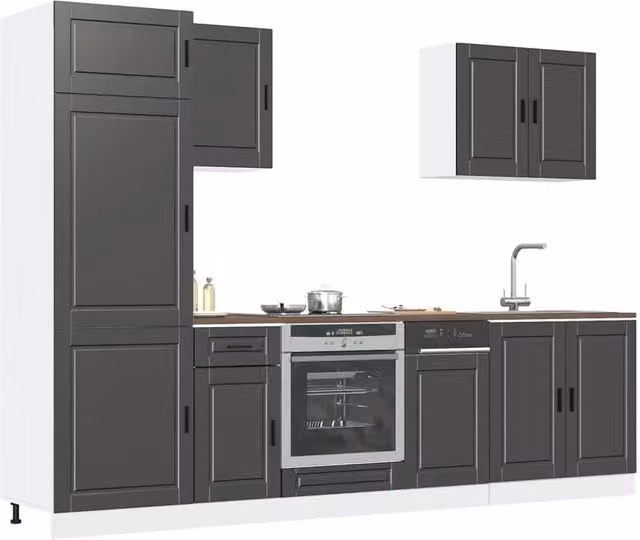 Berkfield Home Kalmar 7 Piece Modern Kitchen Cabinet Set in Black Matt MDF – 1
