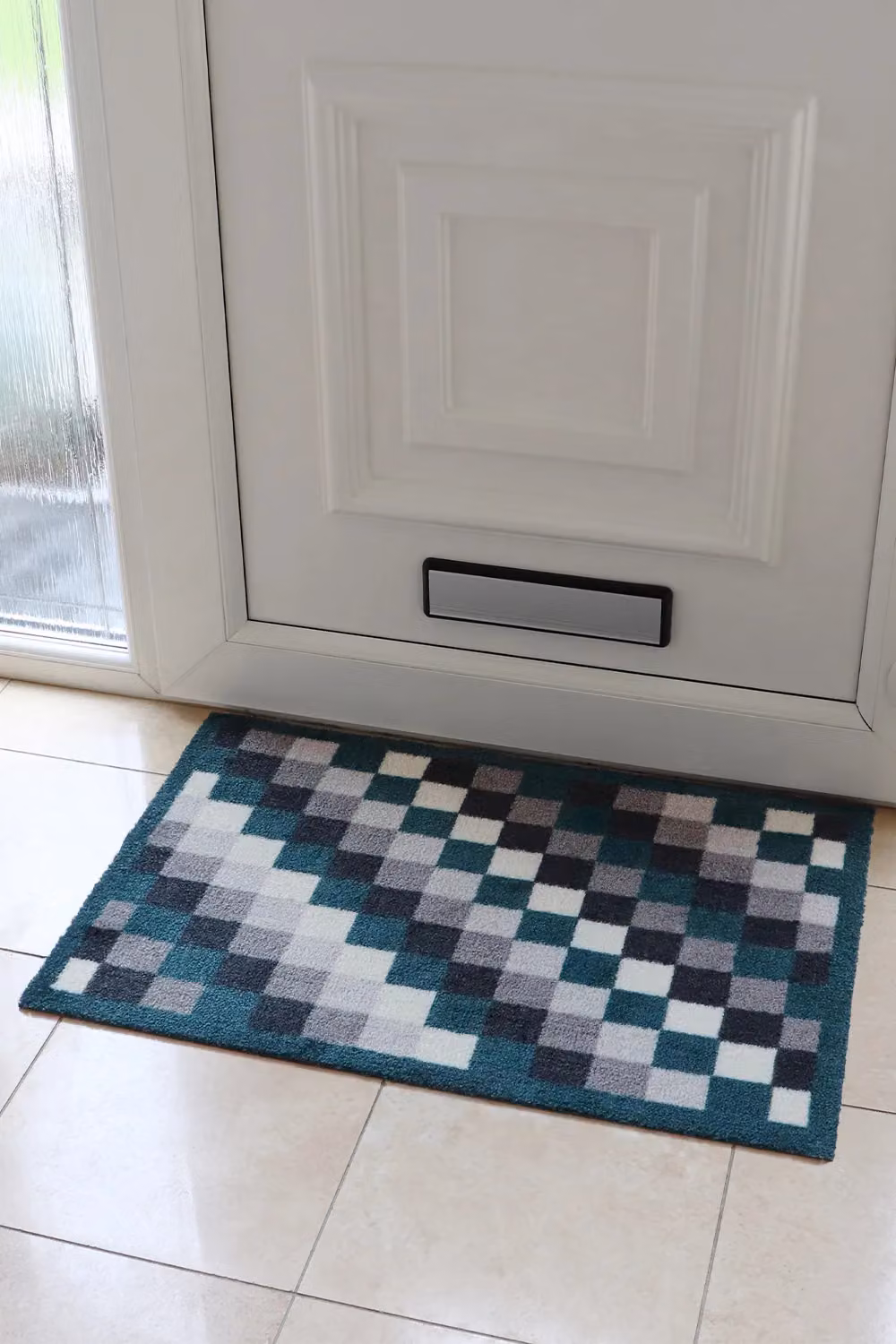 JVL Mega Machine Washable Non-Slip Doormat, Pixels, Blue/Multicolour, W: 50 cm, D: 75 cm – 2