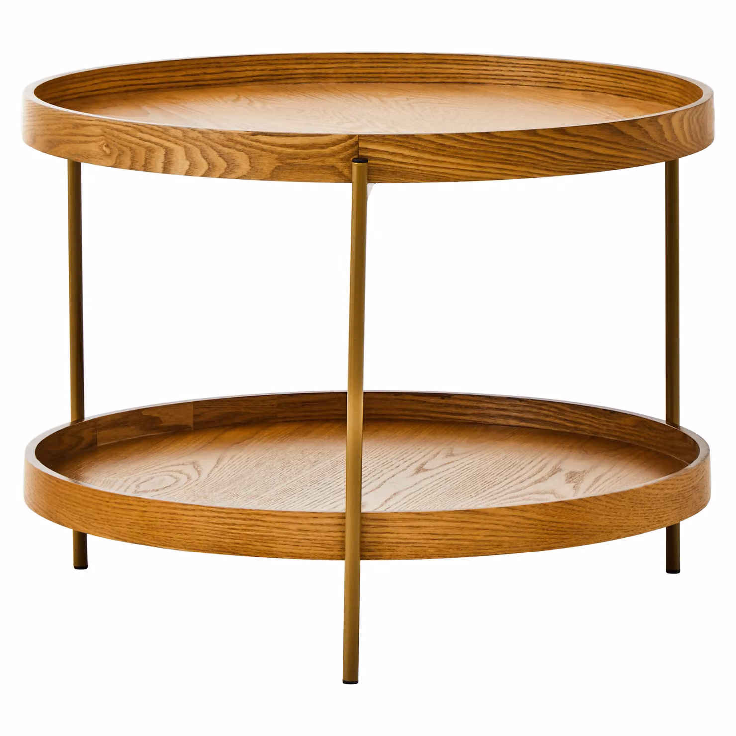Orsina Industrial Design Two Tier Side Table in Natural Wood, W/D/H: 60 x 60 x 43 cm – 2