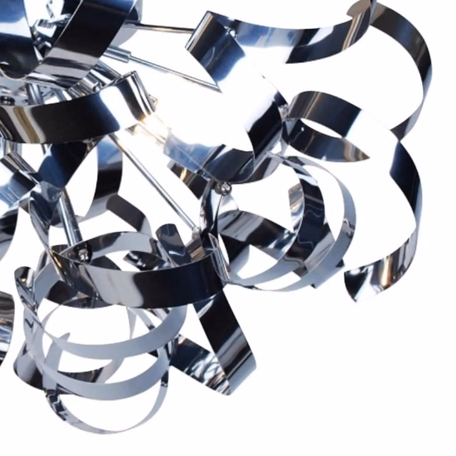 First Choice Lighting Pair of Easy Fit Ribbon Swirl Ceiling Shades in Chrome Silver Finish – 4