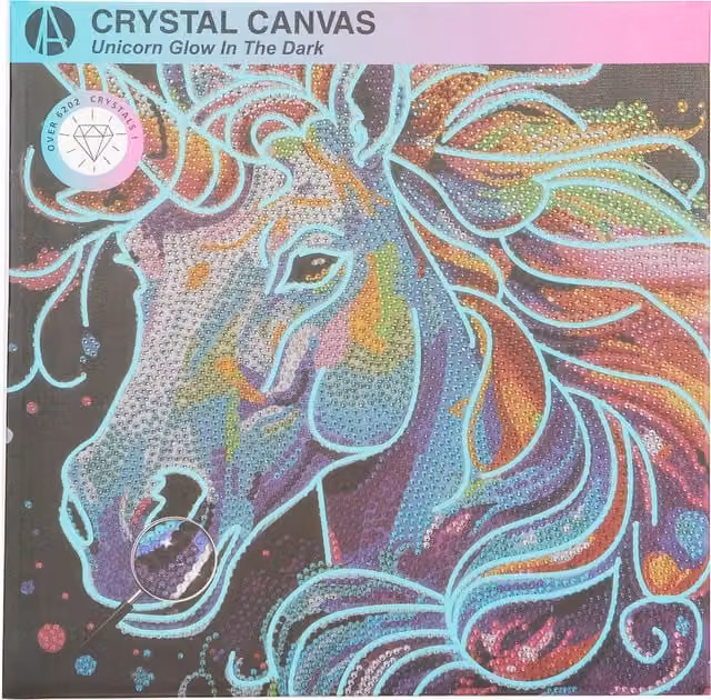 Art Studio Glow in the Dark Crystal Canvas Multicolour Square Textile