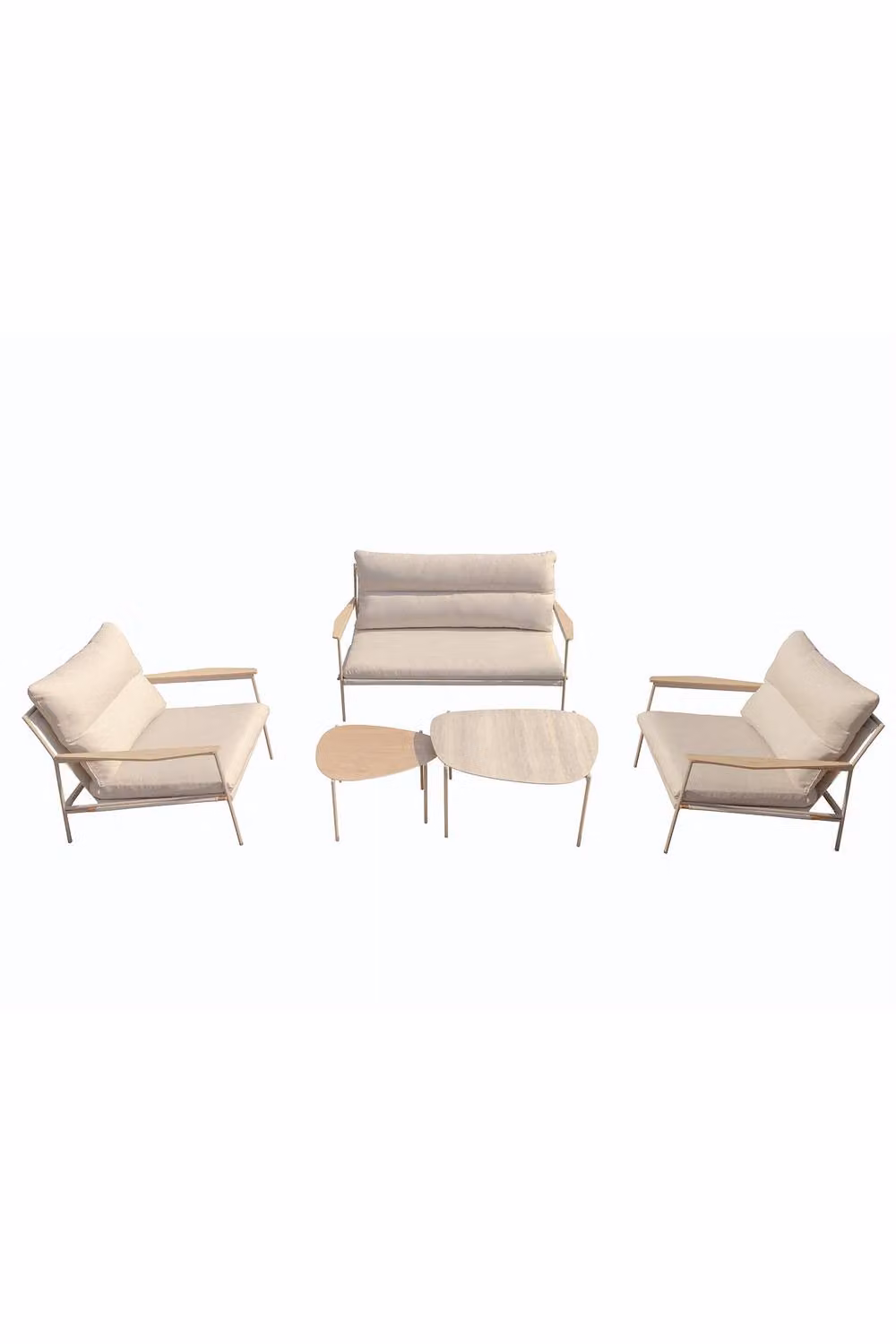 More4Homes Aruba 4 Seater Outdoor Garden Sofa Set with Upholstered Beige Olefin Cushions and Powder Coated Steel Frame – 2