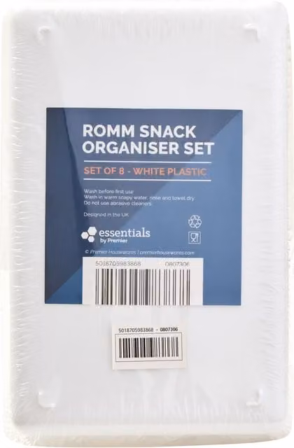 Orsina White Plastic Eight Piece Kitchen Drawer Divider Set