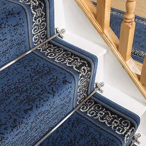 runrug Tribal Stair Runner Carpet in Blue, W: 60 cm, L: 540 cm – 1