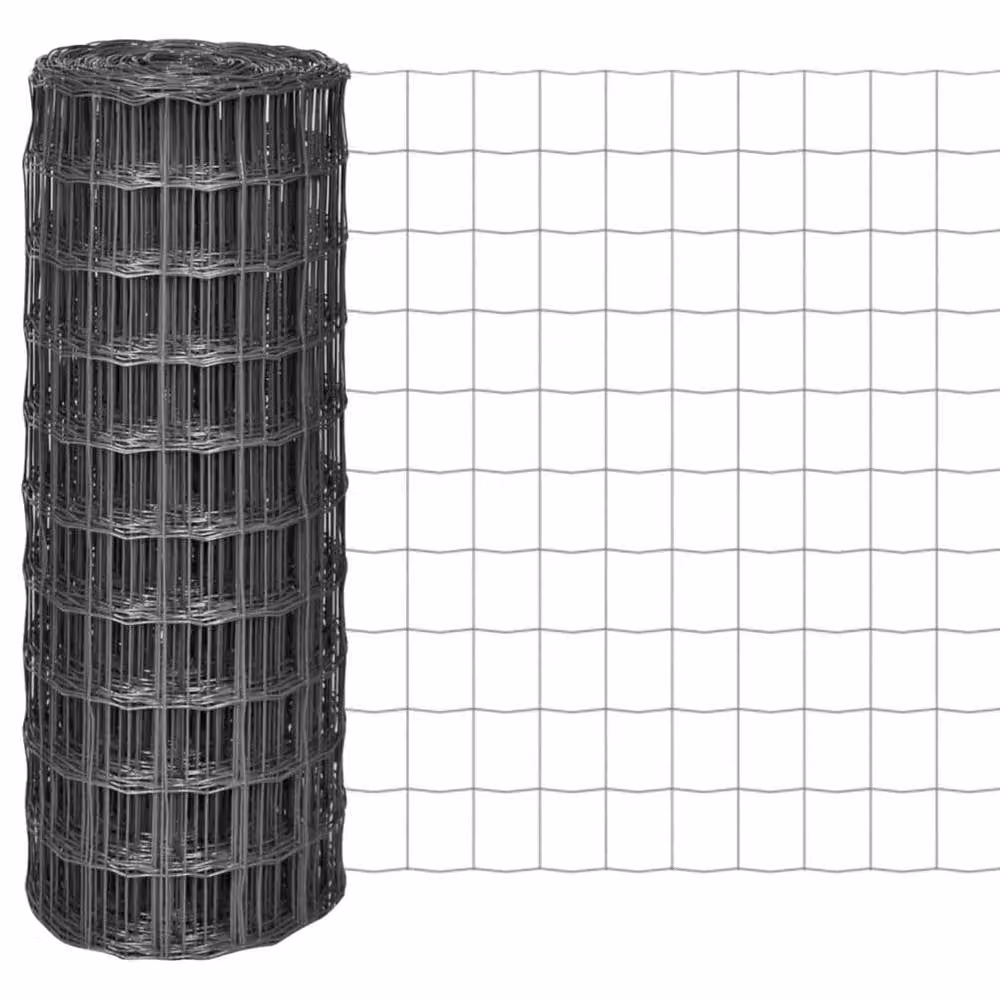 Berkfield Home Euro Fence PVC-Coated Steel Fencing, Grey, W: 100 cm, H: 100 cm – 2