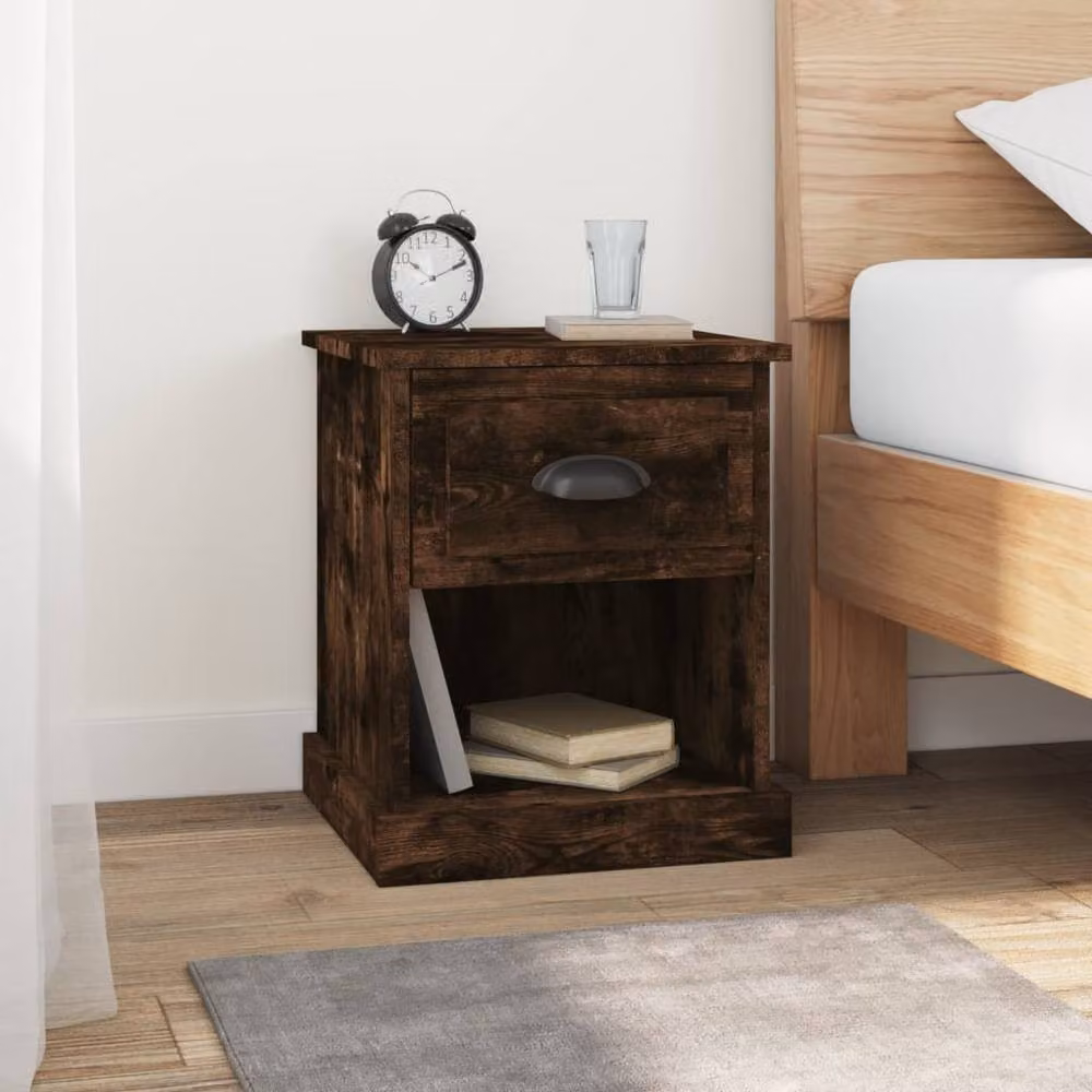 Berkfield Home Set of 2 Bedside Cabinets in Smoked Oak Brown, W/D/H: 39 x 39 x 47.5 cm – 2