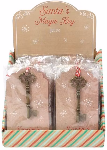 KDMK Set of 30 Santa's Magic Key Pendants in Brown Antique Style