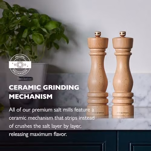 Cole & Mason London Salt Grinder in Natural Beech Wood with Adjustable Grind, Height: 22 cm – 3