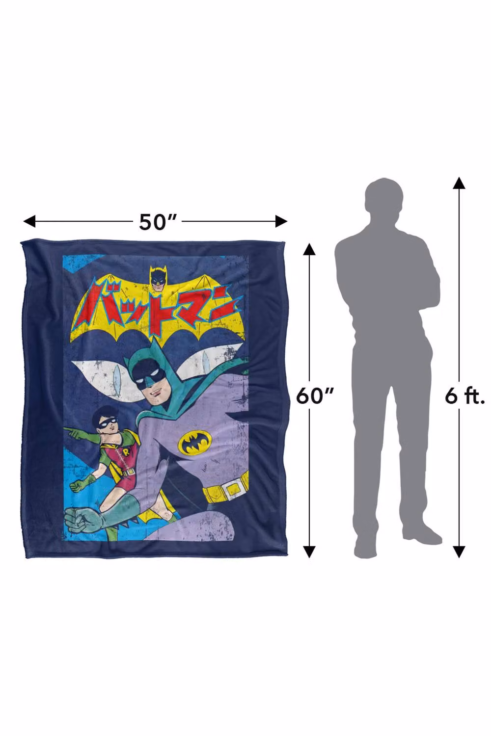 Warner Bros. Batman Robin Kanji Large Eyes Super Soft Fleece Throw Blanket, Multicolour, W: 91 cm, D: 147 cm – 7